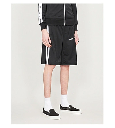 Shop Palm Angels Logo-print Jersey Shorts In Black White