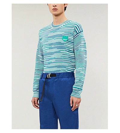 Shop Kenzo Tiger Patch Cotton-knit Jumper In Mint