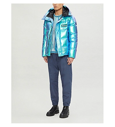 Shop Kenzo Metallic Padded Shell Jacket In Blue