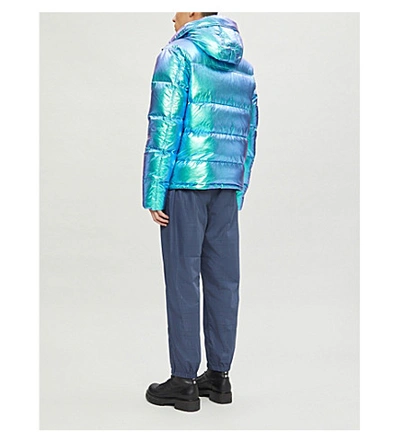 Shop Kenzo Metallic Padded Shell Jacket In Blue