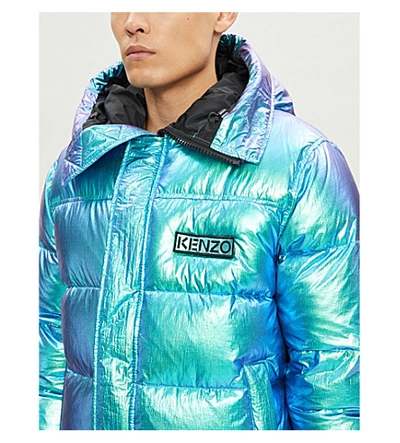 Shop Kenzo Metallic Padded Shell Jacket In Blue