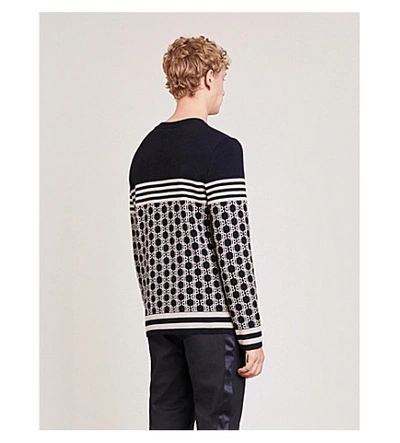 Shop Balmain Logo-intarsia Cotton-knit Jumper In Noir
