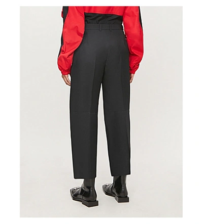 Shop Balenciaga Cropped Wide Stretch-twill Trousers In Black
