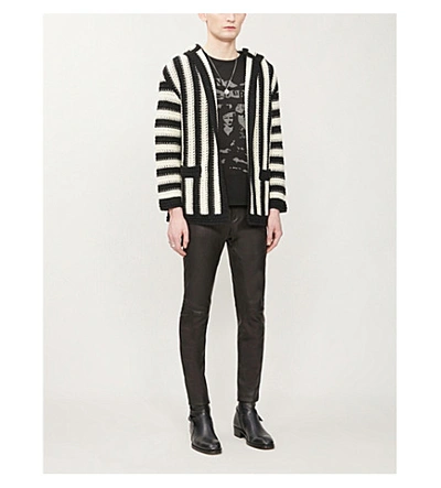 Shop Saint Laurent Graphic-print Cotton-knit T-shirt In Noir+gris