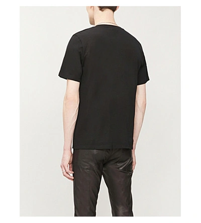 Shop Saint Laurent Graphic-print Cotton-knit T-shirt In Noir+gris