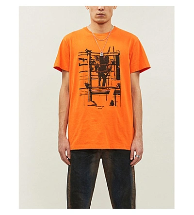 Shop Off-white Graphic-print Cotton-jersey T-shirt In Orange+black