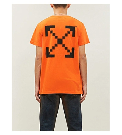 Shop Off-white Graphic-print Cotton-jersey T-shirt In Orange+black
