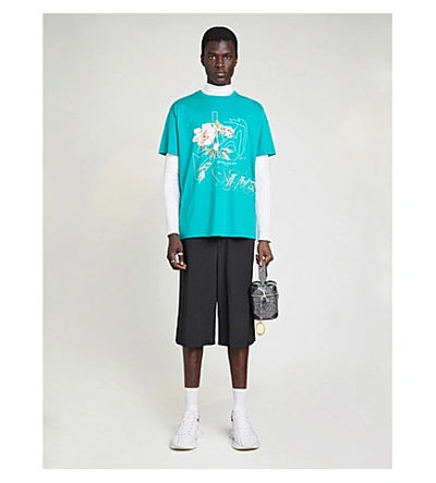 Shop Givenchy Graphic-print Cotton-jersey T-shirt In Green