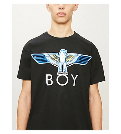 Shop Boy London Logo-embroidered Cotton-jersey T-shirt In Neon Yellow