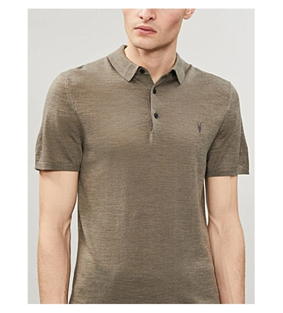 Shop Allsaints Mode Wool Polo Shirt In Light Grey Mar
