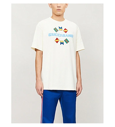 Shop Gucci Logo-print Cotton-jersey T-shirt In Sunkissed