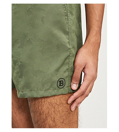 Shop Balmain Camouflage Jacquard Swim Shorts In Khaki