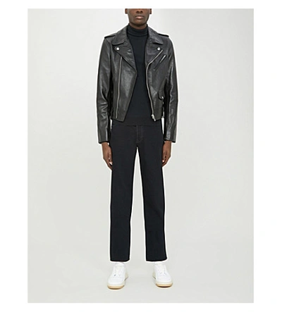 Shop Sandro Perfecto Leather Biker Jacket In Black