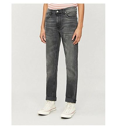 Shop Nudie Jeans Mens Mono Grey Lean Dean Slim-fit Straight Jeans 28/32