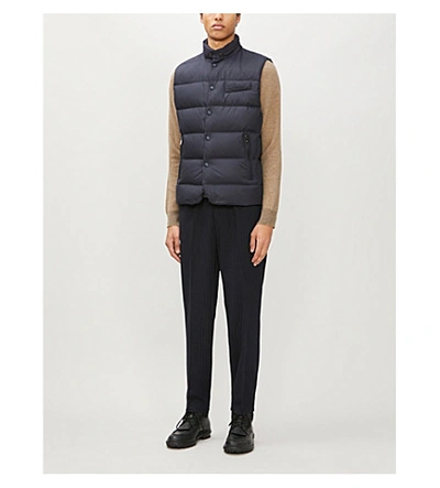 Shop Ralph Lauren Whitwell Buttoned Shell-down Gilet In Navy