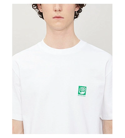 Shop Balenciaga Logo-print Cotton-jersey T-shirt In White