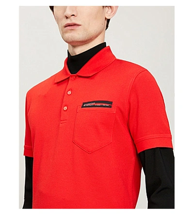 Shop Givenchy Logo-patch Cotton-piqué Polo Shirt In Red