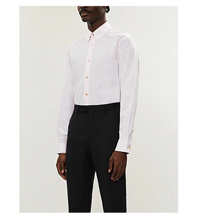 Shop Paul Smith Insect-embroidered Slim-fit Cotton-poplin Shirt In White