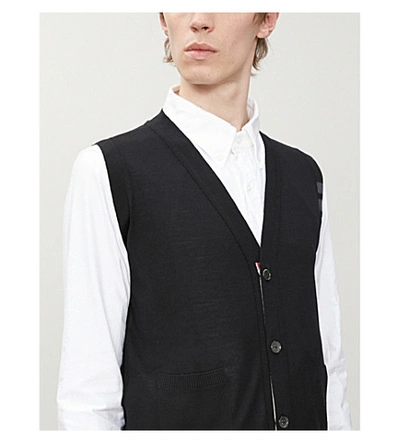 Shop Thom Browne Knitted Wool Waistcoat In Black