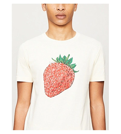 Shop Lanvin Graphic-print Cotton-jersey T-shirt In Ecru