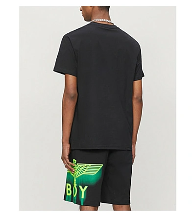 Shop Boy London Ghost Brand-print Cotton-jersey T-shirt In Black