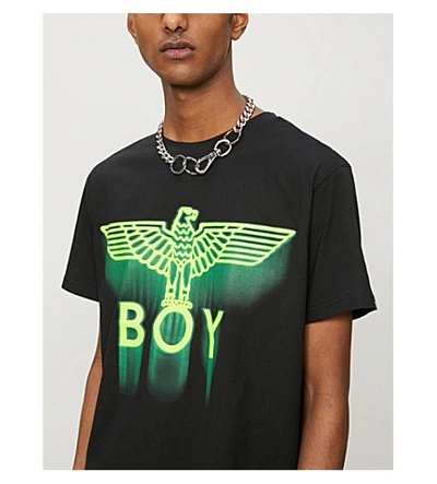 Shop Boy London Ghost Brand-print Cotton-jersey T-shirt In Black