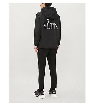 Shop Valentino Star-print Shell Windbreaker Jacket In Black White