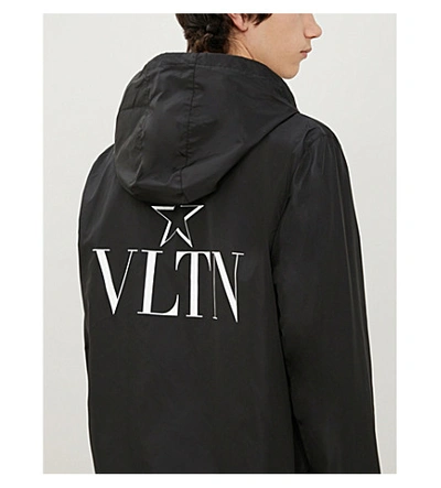 Shop Valentino Star-print Shell Windbreaker Jacket In Black White