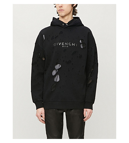 givenchy distressed logo hoodie