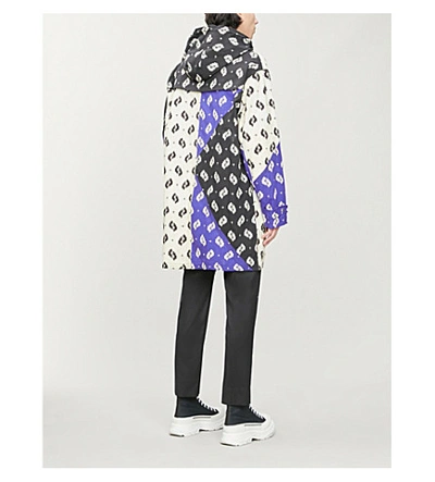 Shop Kenzo Contrasting-panelled Cotton Parka In Off White