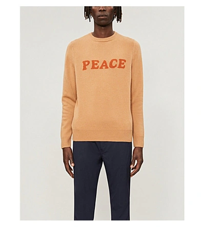 Sandro Peace intarsia Wool And Cashmere blend Jumper In Camel