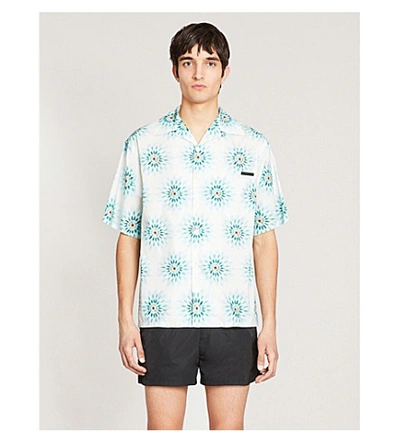 Shop Prada Graphic-print Cotton-poplin Shirt In Glicine