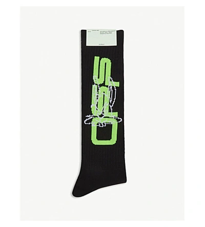 Shop Off-white Harry The Bunny Cotton-blend Socks In Black Green