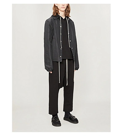 Shop Rick Owens Drkshdw Larry Drawstring Stretch-cotton Cropped Trousers In Black