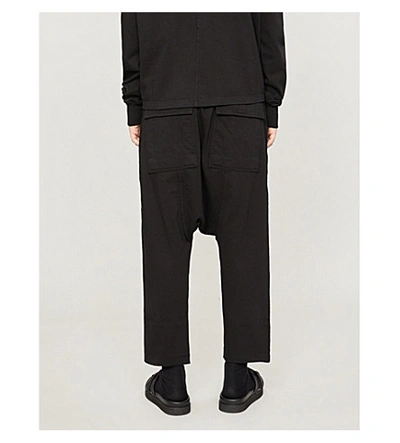 Shop Rick Owens Drkshdw Larry Drawstring Stretch-cotton Cropped Trousers In Black