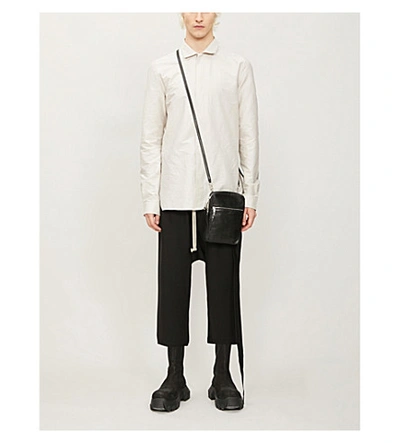 Shop Rick Owens Dropped-crotch Cropped Crepe Trousers In Black