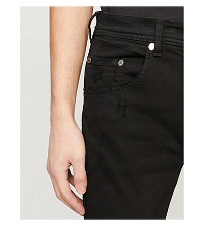 Shop Neil Barrett Skinny Distressed Woven Denim Jeans In Black