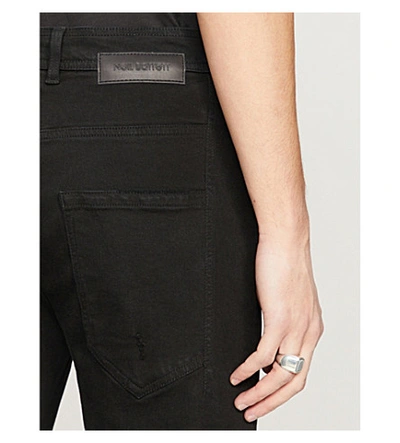 Shop Neil Barrett Skinny Distressed Woven Denim Jeans In Black