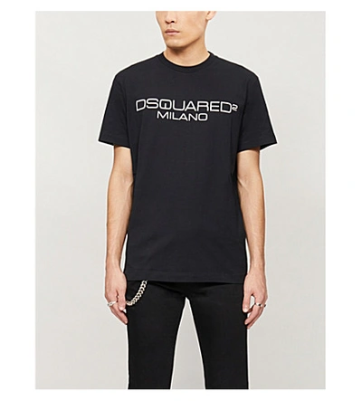 Shop Dsquared2 Logo-print Cotton-jersey T-shirt In White Black