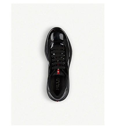 Shop Prada America's Cup Leather And Mesh Trainers In Nero