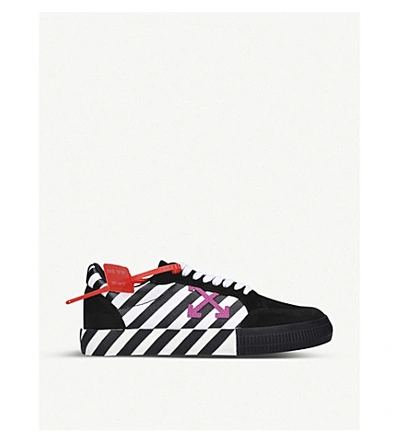 Shop Off-white Vulcanized Leather And Canvas Low-top Trainers In Blk/white