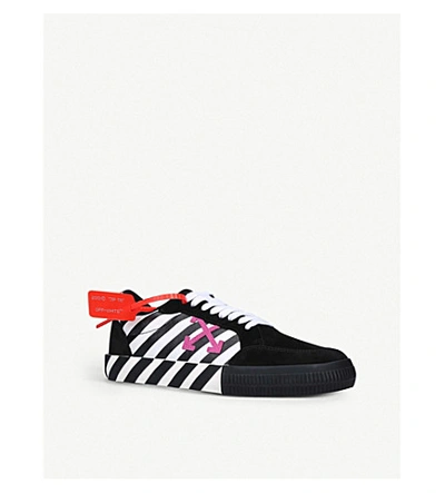 Shop Off-white Vulcanized Leather And Canvas Low-top Trainers In Blk/white
