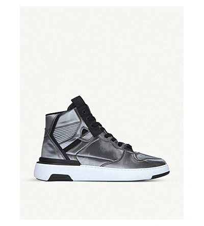 Shop Givenchy Wing Reflective Coated-canvas High-top Trainers In Grey