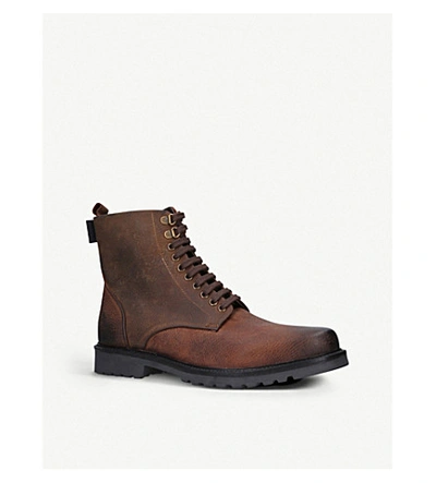 Shop Kurt Geiger Charles Leather Ankle Boot In Brown
