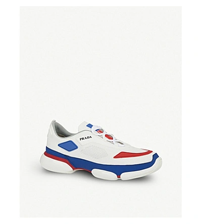 Shop Prada Cloudbust Leather And Mesh Trainers In Talco Marea