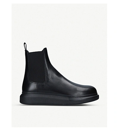 Shop Alexander Mcqueen Mens Black Hybrid Shearling And Leather Chelsea Boots 6