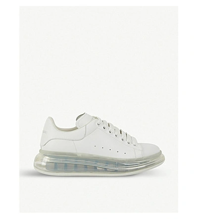 Shop Alexander Mcqueen Mens White Show Transparent-sole Leather Trainers 9