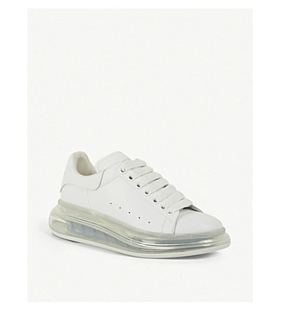 Shop Alexander Mcqueen Mens White Show Transparent-sole Leather Trainers 9