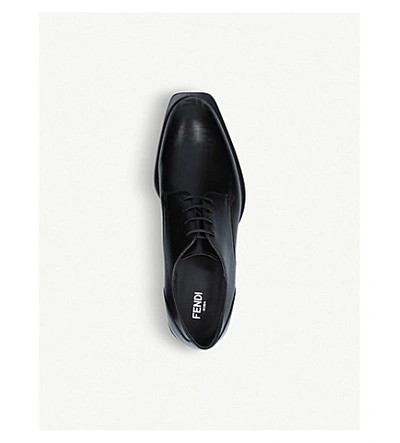 Shop Fendi Ff-print Leather Derby Shoes In Black
