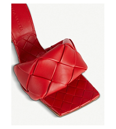 Shop Bottega Veneta Lido Intrecciato-woven Leather Sandals In Red